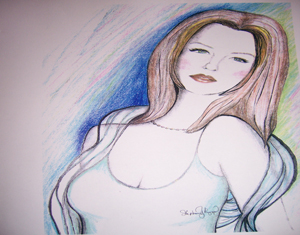 Scetch of a woman at wall murals